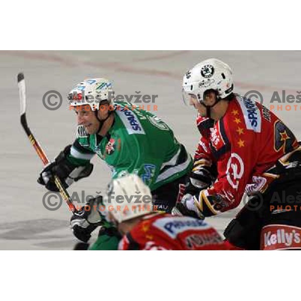 Vnuk and Kranjc at ice-hockey match ZM Olimpija-Acroni Jesenice in 22nd round of Ebel league,played in LJUBLJANA (Slovenia) 18.11.2007. Photo by Ales Fevzer 