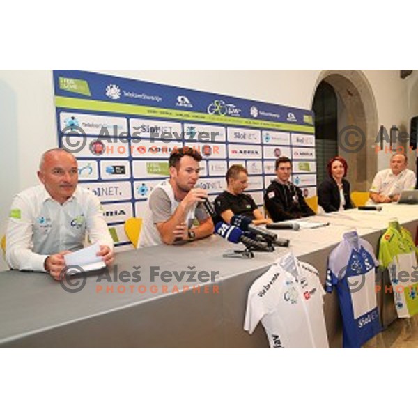 Bogdan Fink and Mark Cavendish at Tour of Slovenia press conference in City museum, Ljubljana on June 14, 2017