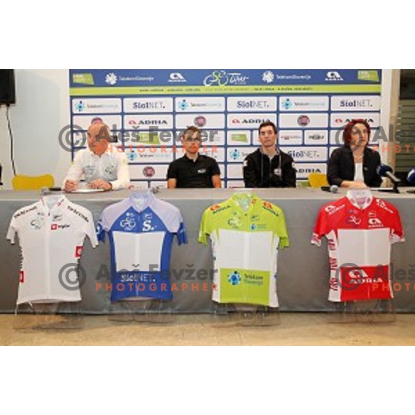 Bogdan Fink, Rafal Majka (POL) , Jan Polanc (SLO) and Alenka Pahor Zvanut at Tour of Slovenia press conference in City museum, Ljubljana on June 14, 2017