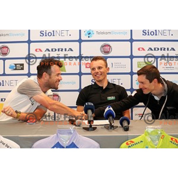 Mark Cavendish (GBR) , Rafal Majka (POL) and Jan Polanc (SLO) at Tour of Slovenia press conference in City museum, Ljubljana on June 14, 2017