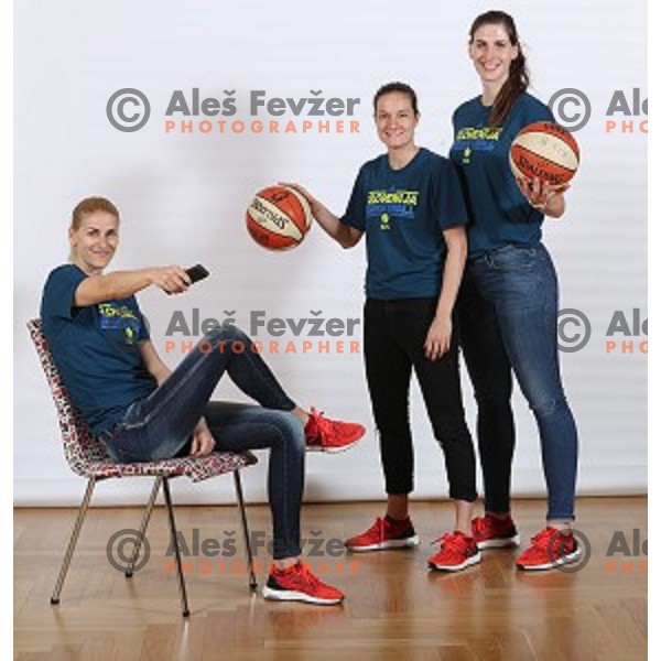 Nika Baric, Maja Erkic, Eva Lisec, members of Slovenia Women\'s basketball team at Euroepan Championships in Prague, Czech Republic from 16-25 of June, 2017