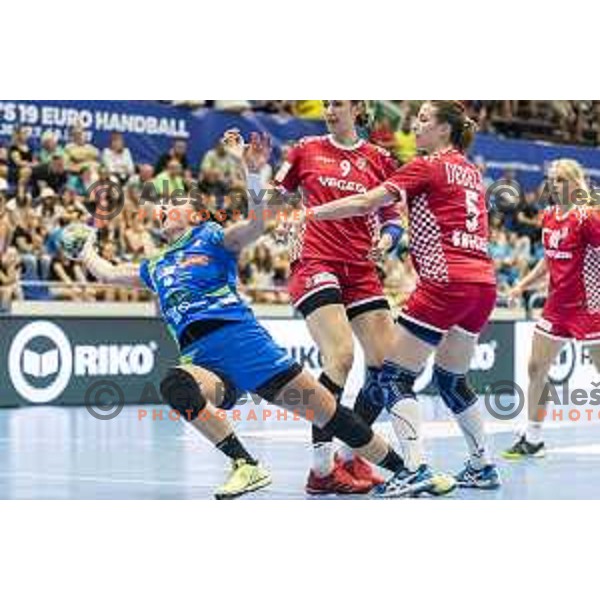 in action during Women’s World Cup qualification handball match between Slovenia and Croatia in Golovec Hall, Celje on June 15th, 2017