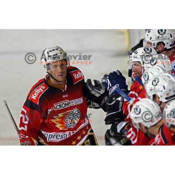 Stromberg celebrates goal at ice-hockey match ZM Olimpija-Acroni Jesenice in 22nd round of Ebel league,played in LJUBLJANA (Slovenia) 18.11.2007. ZM Olimpija won 5:4 after shot-out. Photo by Ales Fevzer 