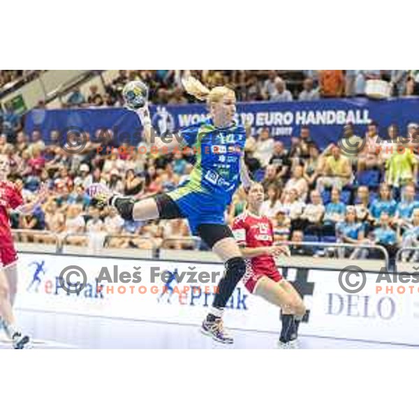 Tamara Mavsar (14) in action during Women’s World Cup qualification handball match between Slovenia and Croatia in Golovec Hall, Celje on June 15th, 2017