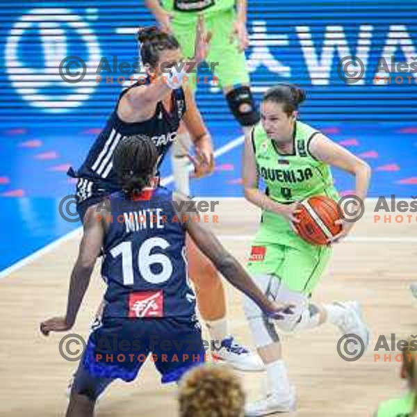 of team Slovenia in action during basketball match between Slovenia and France at European Women Basketball Championship 2017, played in Arena Kralovka, Prague, Czech Republic on June 16, 2017