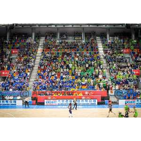 Fans of team France and team Slovenia in action during basketball match between Slovenia and France at European Women Basketball Championship 2017, played in Arena Kralovka, Prague, Czech Republic on June 16, 2017
