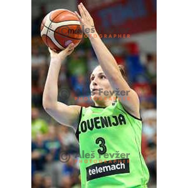 Teja Oblak of Slovenia in action during basketball match between Slovenia and France at European Women Basketball Championship 2017, played in Arena Kralovka, Prague, Czech Republic on June 16, 2017