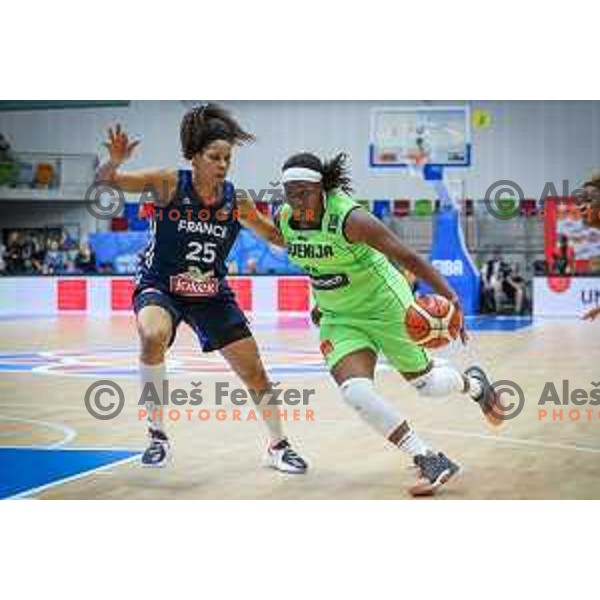 Marie Shante Evans of Slovenia in action during basketball match between Slovenia and France at European Women Basketball Championship 2017, played in Arena Kralovka, Prague, Czech Republic on June 16, 2017
