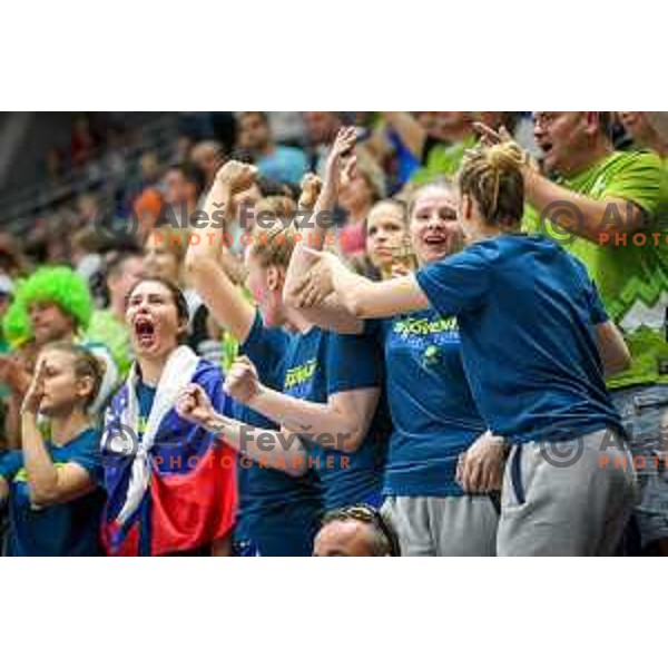 Fans of team Slovenia in action during basketball match between Slovenia and France at European Women Basketball Championship 2017, played in Arena Kralovka, Prague, Czech Republic on June 16, 2017