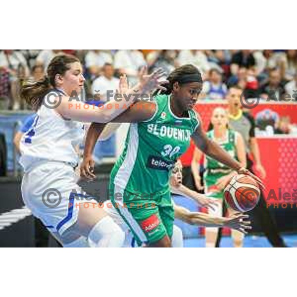 Marie Shante Evans of Slovenia in action during basketball match between Slovenia and Greece at European Women Basketball Championship 2017, played in Arena Kralovka, Prague, Czech Republic on June 17, 2017