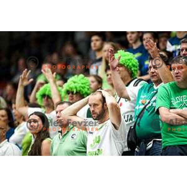 Fans of Slovenia in action during basketball match between Slovenia and Greece at European Women Basketball Championship 2017, played in Arena Kralovka, Prague, Czech Republic on June 17, 2017