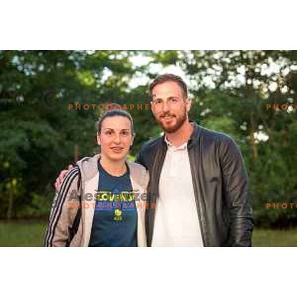Teja Oblak and Jan Oblak after basketball match between Slovenia and Greece at European Women Basketball Championship 2017, played in Arena Kralovka, Prague, Czech Republic on June 17, 2017