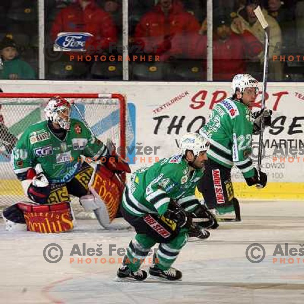 Westlund,Intranuovo, Kuznik at ice-hockey match ZM Olimpija-Acroni Jesenice in 22nd round of Ebel league,played in LJUBLJANA (Slovenia) 18.11.2007. Photo by Ales Fevzer 