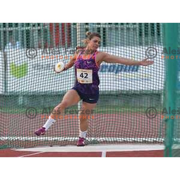 Sandra Perkovic of Croatia competes during Grand Prix Athletics in Velenje, Slovenia on June 20, 2017