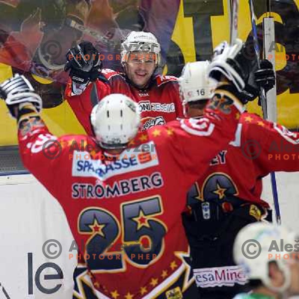 Hafner celebrate goal at ice-hockey match ZM Olimpija-Acroni Jesenice in 22nd round of Ebel league,played in LJUBLJANA (Slovenia) 18.11.2007. Photo by Ales Fevzer 