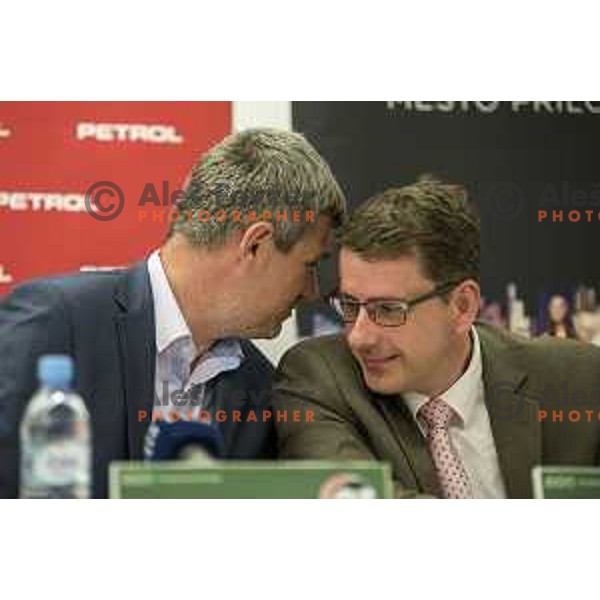 Tomaz Berlocnik and Jani Moderndorfer during the Union Olimpija press conference in held in Arena Stozice, Ljubljana, on July 4th, 2017