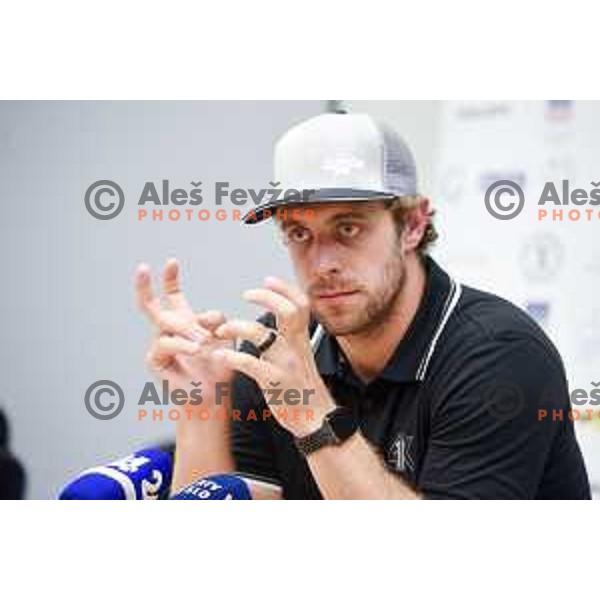Anze Kopitar of LA Kings during his summer camp for young ice-hockey players in Bled Ice Hall, Slovenia on July 6, 2017