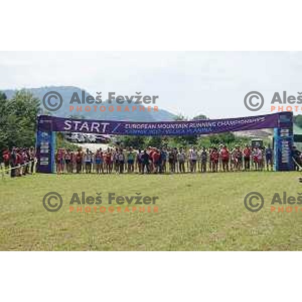Start of European Mountain Running Championships Kamnik- Velika Planina in Eco Resort , Slovenia on July 8, 2017