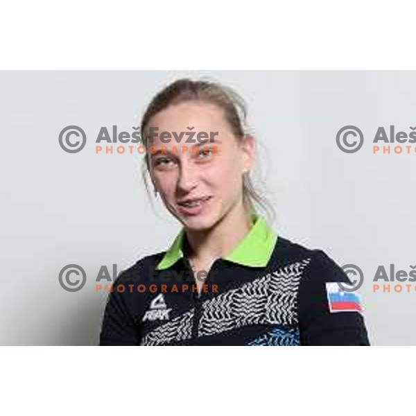 Janja Garnbret of Team Slovenia for World Games in Wroclaw, Poland 2017 at press conference in SOIC, Ljubljana on July 17, 2017