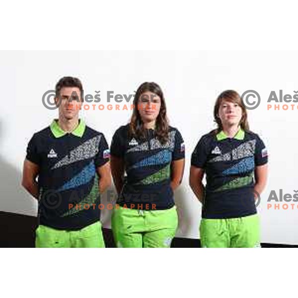 Anze Petric, Laura Skoberne and Nina Volcina of Team Slovenia for World Games in Wroclaw, Poland 2017 at press conference in SOIC, Ljubljana on July 17, 2017