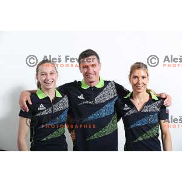Janja Garnbret, coach Gorazd Hren and Mina Markovic, members of Team Slovenia for World Games in Wroclaw, Poland 2017 at press conference in SOIC, Ljubljana on July 17, 2017