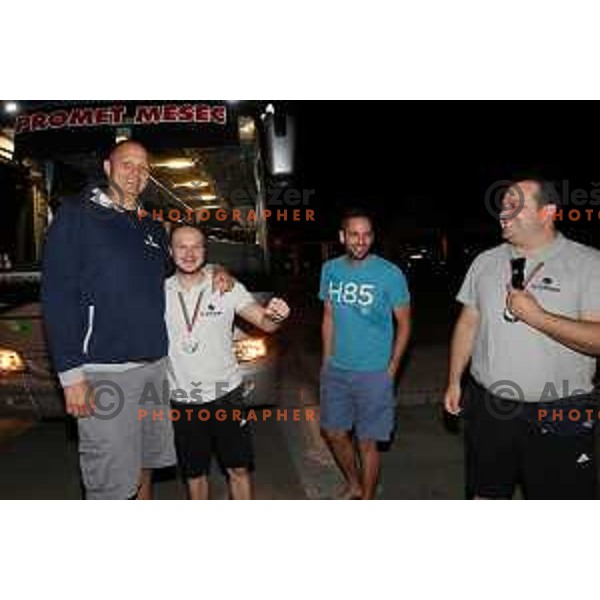Raso Nesterovic and Damir Grgic at Reception for Basketball team Slovenia Women U-20, silver medalists of European Women U-20 Championships in Portugal in Ljubljana on July 17, 2018