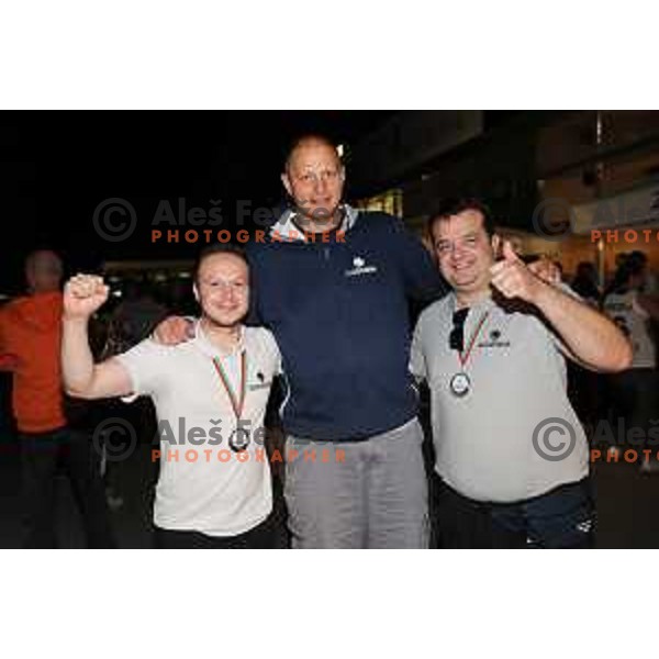 Raso Nesterovic and Damir Grgic at Reception for Basketball team Slovenia Women U-20, silver medalists of European Women U-20 Championships in Portugal in Ljubljana on July 17, 2018