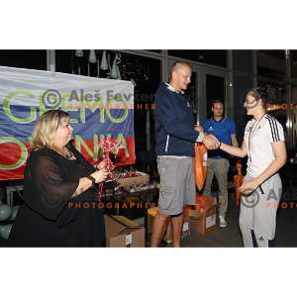 Reception for Basketball team Slovenia Women U-20, silver medalists of European Women U-20 Championships in Portugal in Ljubljana on July 17, 2018