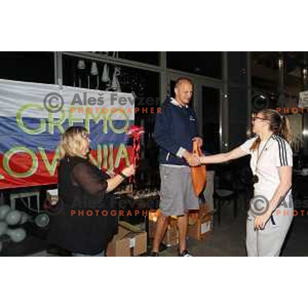 Annamaria Prezelj at Reception for Basketball team Slovenia Women U-20, silver medalists of European Women U-20 Championships in Portugal in Ljubljana on July 17, 2018