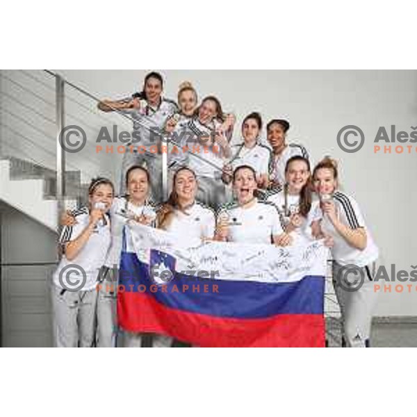 Reception for Basketball team Slovenia Women U-20, silver medalists of European Women U-20 Championships in Portugal in Ljubljana on July 17, 2018