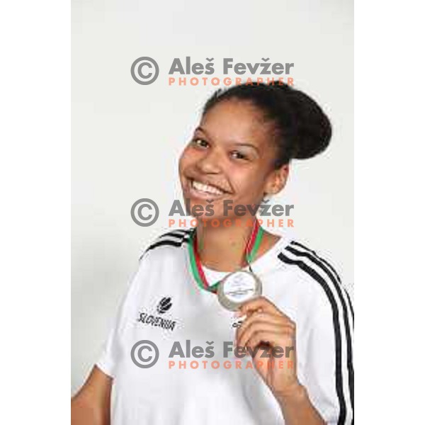 Althea Gwashavanhu at Reception for Basketball team Slovenia Women U-20, silver medalists of European Women U-20 Championships in Portugal in Ljubljana on July 17, 2018
