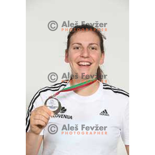 Aleksandra Kroselj at Reception for Basketball team Slovenia Women U-20, silver medalists of European Women U-20 Championships in Portugal in Ljubljana on July 17, 2018