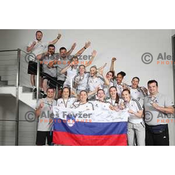 Reception for Basketball team Slovenia Women U-20, silver medalists of European Women U-20 Championships in Portugal in Ljubljana on July 17, 2018