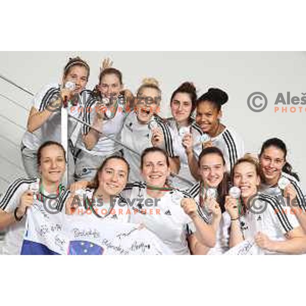 Reception for Basketball team Slovenia Women U-20, silver medalists of European Women U-20 Championships in Portugal in Ljubljana on July 17, 2018