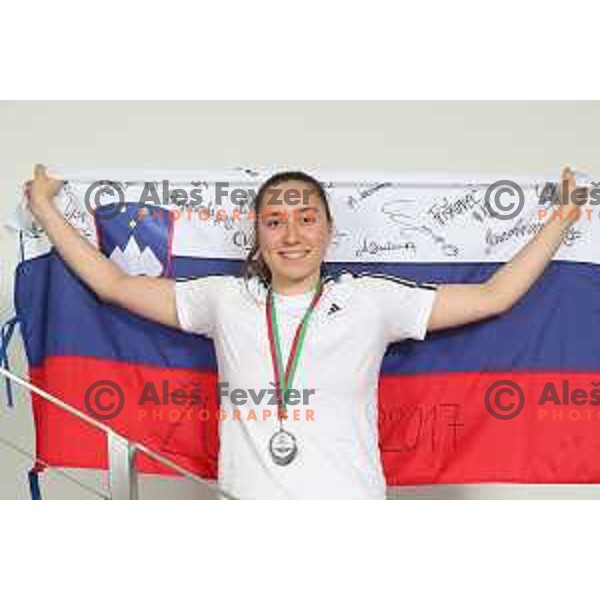 Annamaria Prezelj at Reception for Basketball team Slovenia Women U-20, silver medalists of European Women U-20 Championships in Portugal in Ljubljana on July 17, 2018