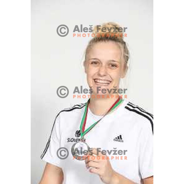 Larisa Ocvirk at Reception for Basketball team Slovenia Women U-20, silver medalists of European Women U-20 Championships in Portugal in Ljubljana on July 17, 2018