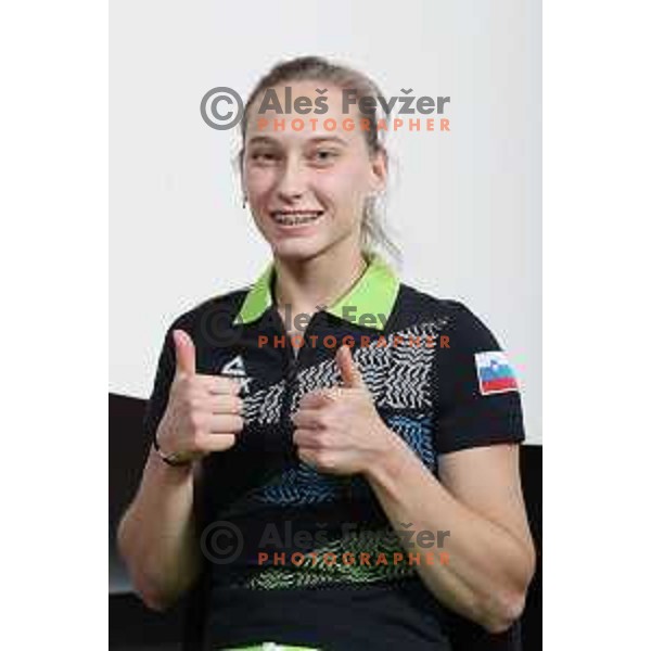 Janja Garnbret of Team Slovenia for World Games in Wroclaw, Poland 2017 at press conference in SOIC, Ljubljana on July 17, 2017