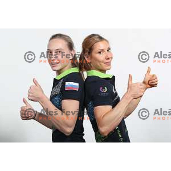 Janja Garnbret and Mina Markovic of Team Slovenia for World Games in Wroclaw, Poland 2017 at press conference in SOIC, Ljubljana on July 17, 2017