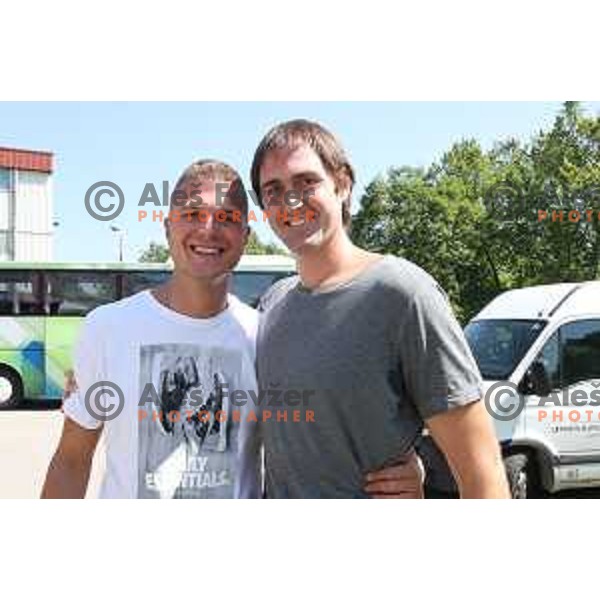 Edo Muric and Erazem Lorbek at meeting of Slovenia Basketball team for Eurobasket 2017 in Ljubljana on July 19, 2017
