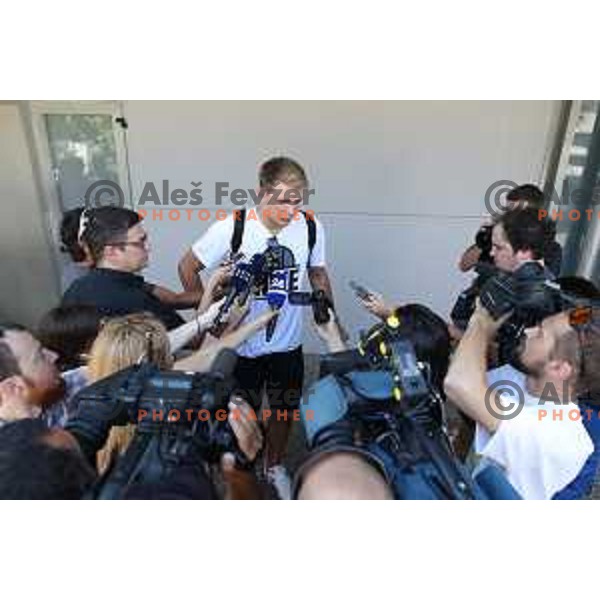 Luka Doncic of Slovenia Basketball team for Eurobasket 2017 meets the Press in Ljubljana on July 19, 2017