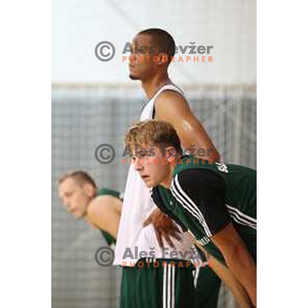 Anthony Randolph and Luka Doncic of Slovenia at first practice session of Slovenia Basketball team for Eurobasket 2017 in Zrece Sports Hall, Slovenia on July 19, 2017