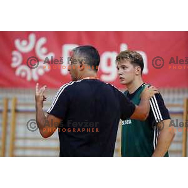Igor Kokoskov, head coach of Slovenia and Luka Doncic at first practice session of Slovenia Basketball team for Eurobasket 2017 in Zrece Sports Hall, Slovenia on July 19, 2017