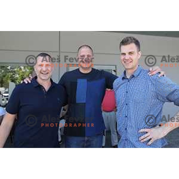 Rado Trifunovic, Raso Nesterovic, Aljaz Vrabec at meeting of Slovenia Basketball team for Eurobasket 2017 in Ljubljana on July 19, 2017