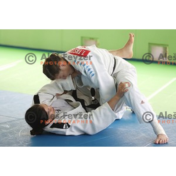 Tina Trstenjak (SLO) during practice session at Judo club Z\'dezele Sankaku in Lopata near Celje, Slovenia on July 21, 2017