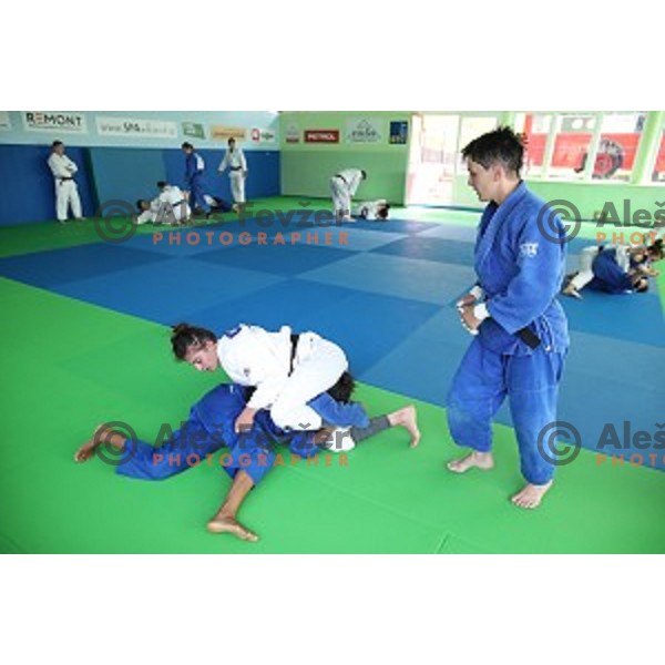 Petra Nareks (SLO) during practice session at Judo club Z\'dezele Sankaku in Lopata near Celje, Slovenia on July 21, 2017