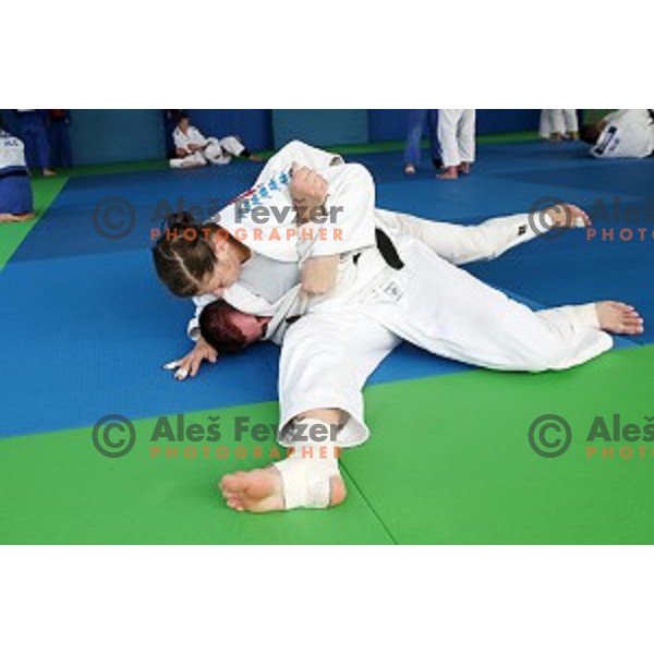 Tina Trstenjak (SLO) during practice session at Judo club Z\'dezele Sankaku in Lopata near Celje, Slovenia on July 21, 2017