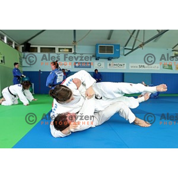 Tina Trstenjak (SLO) during practice session at Judo club Z\'dezele Sankaku in Lopata near Celje, Slovenia on July 21, 2017