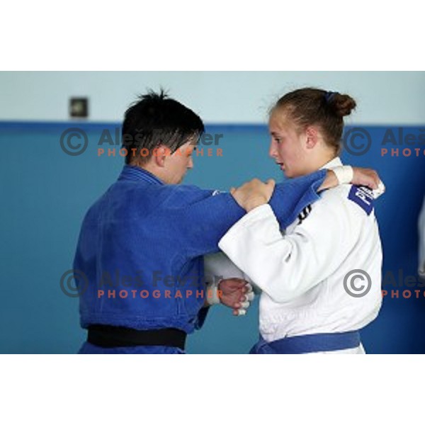 Petra Nareks (SLO) during practice session at Judo club Z\'dezele Sankaku in Lopata near Celje, Slovenia on July 21, 2017