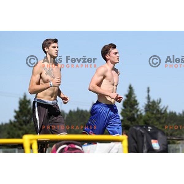University basketball team of Russia during practice session at Rogla (1517 meters ) Slovenia on July 20, 2017