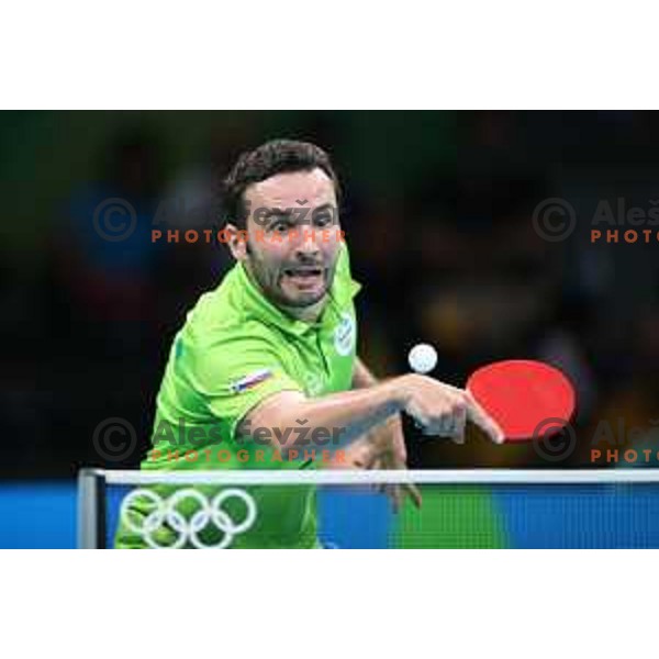Bojan Tokic of Slovenia in action during men\'s Singles first round table tennis tournament at Rio de Janeiro 2016 Olympic games , Brasil on August 6, 2016